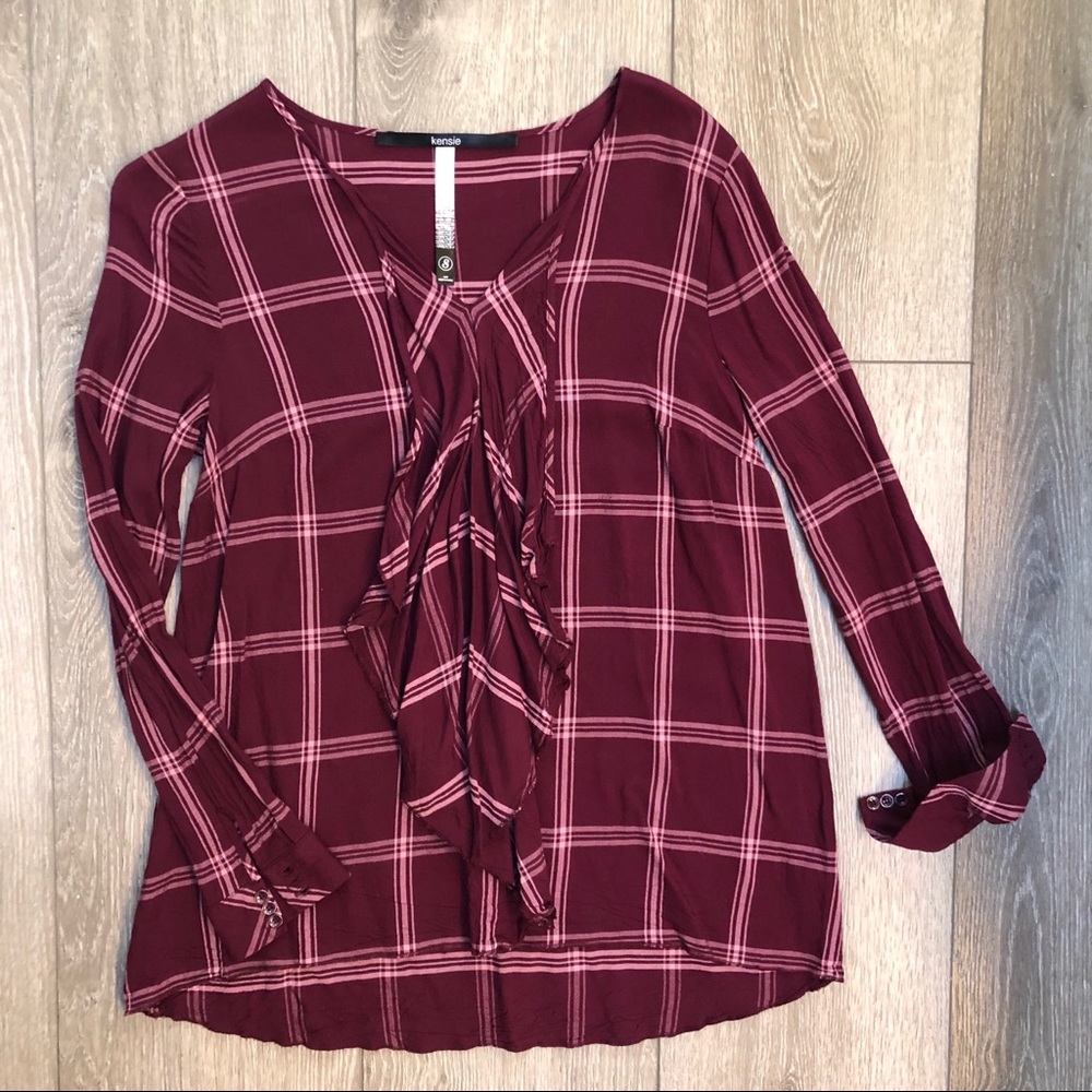 Kensie top plaid purple small